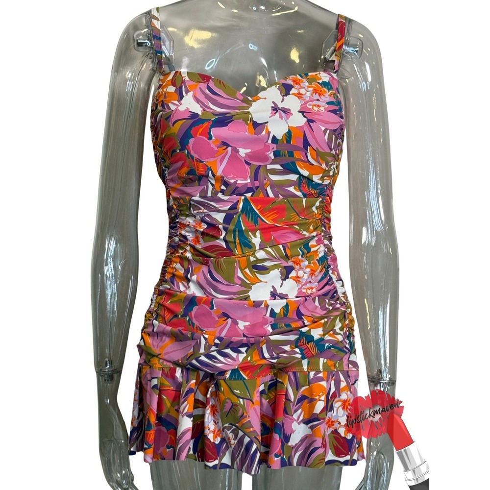 Profile by Gottex Swimsuit Womens 16 Pink Floral Swimdress NWT E24162034